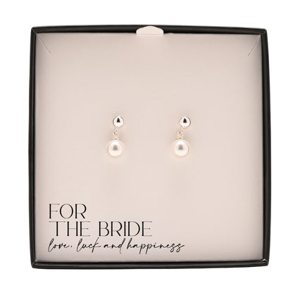 Amore Silver Plated Earrings Faux Pearl - Bride