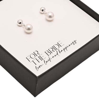 Amore Silver Plated Earrings Faux Pearl - Bride