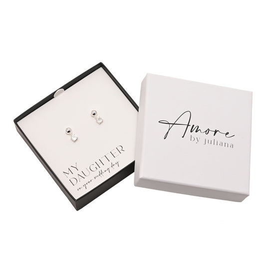 Amore Silver Plated Earrings Crystal - Daughter