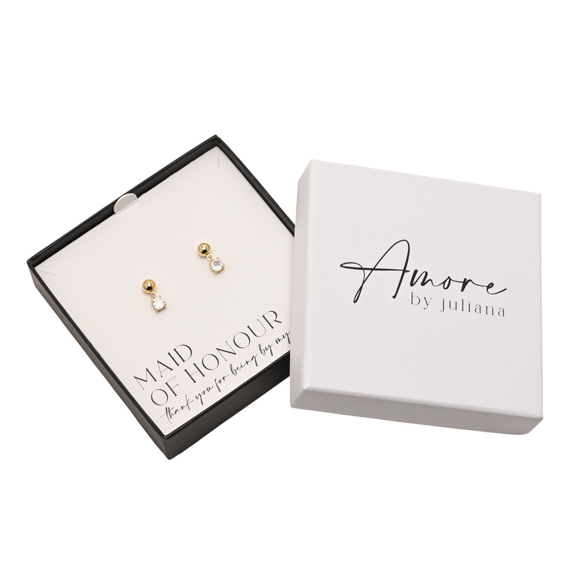 Gold-plated crystal drop stud earrings with cross-shaped charm