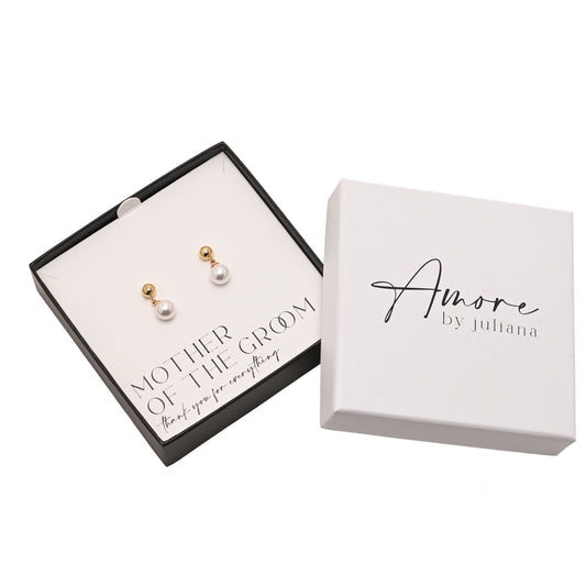 Amore Gold Plated Earrings Faux Pearl - Mother Of The Groom