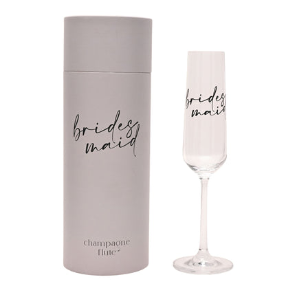 Amore Champagne Flute Black Words - Bridesmaid