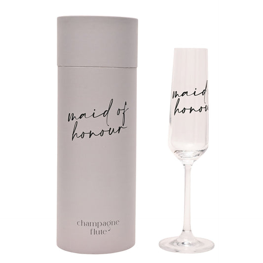Amore Champagne Flute Black Words - Maid Of Honour