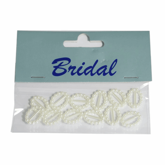 White/ Ivory Buckles ~ Embellishments: Oval: 12 x 15mm: Pack of 12