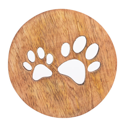 Best of Breed Paw Prints Mango Wood Set of 4 Coasters