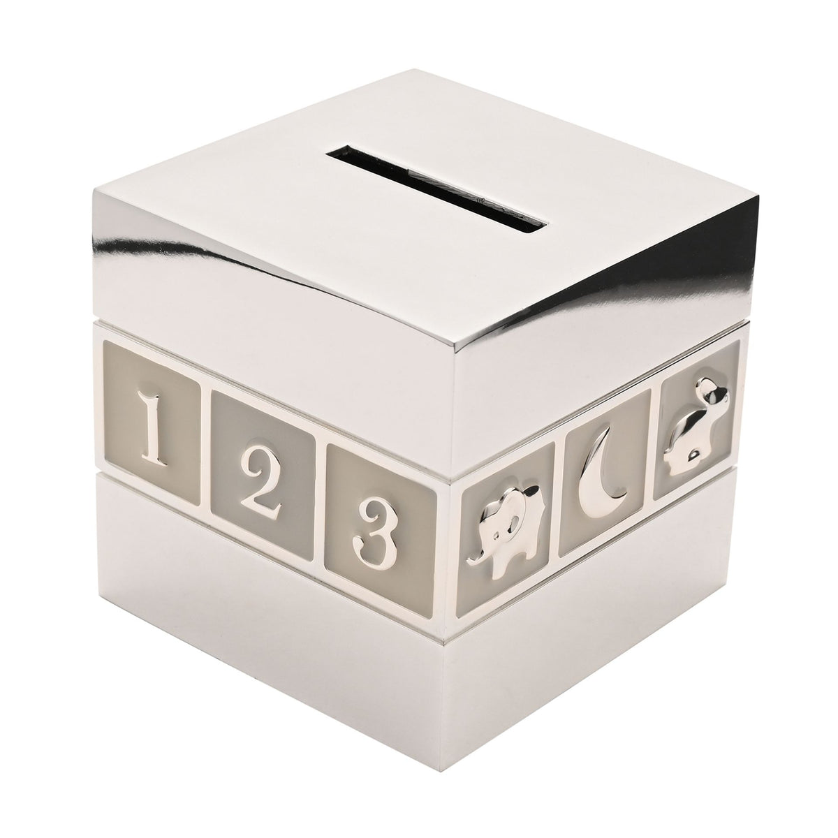 Bambino Silverplated ABC/123 Cube Money Box