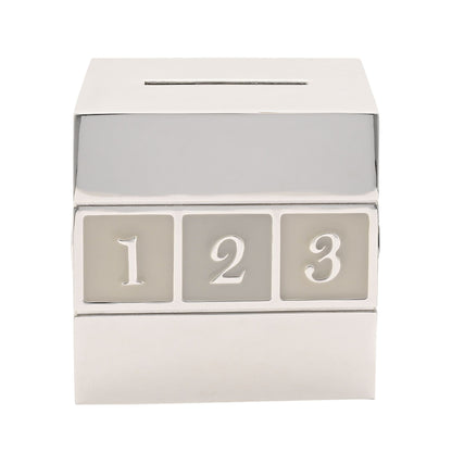 Bambino Silverplated ABC/123 Cube Money Box
