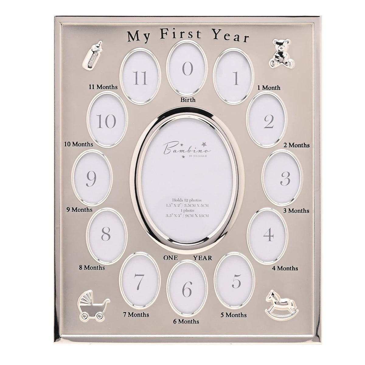 Bambino Silver Plated My First Year Frame - 12 Photo's
