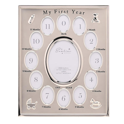 Bambino Silver Plated My First Year Frame - 12 Photo's