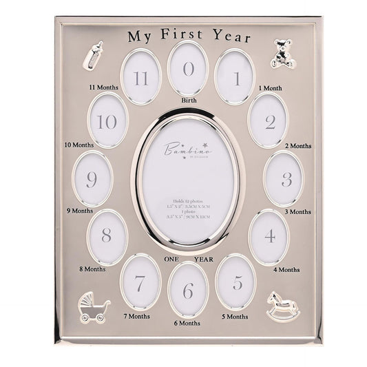 Bambino Silver Plated My First Year Frame - 12 Photo's