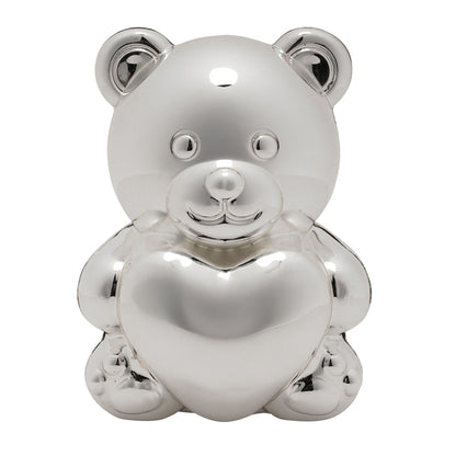 Bambino Silver Plated Money Box - Bear & Heart