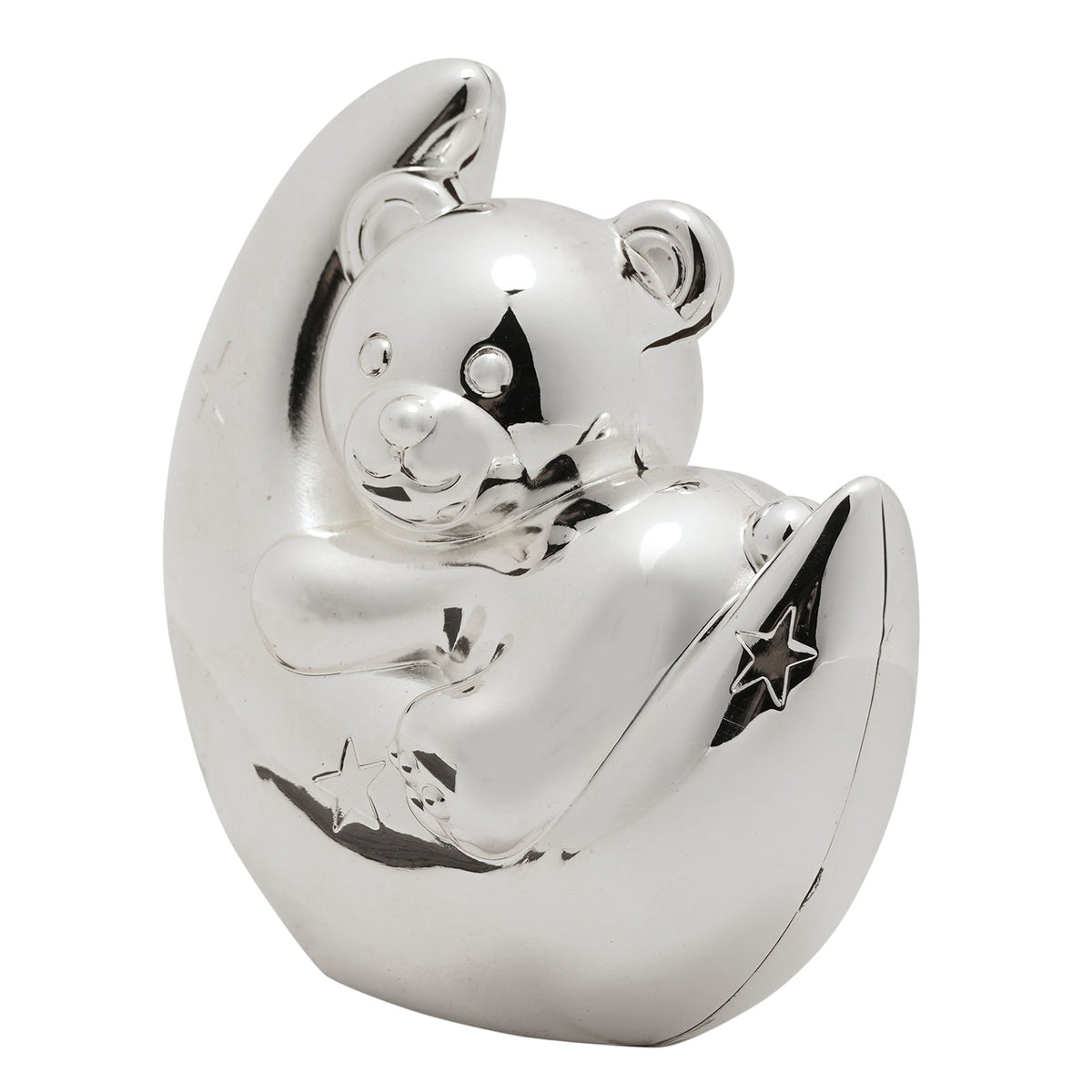 Bambino Silver Plated Money Box - Bear & Moon