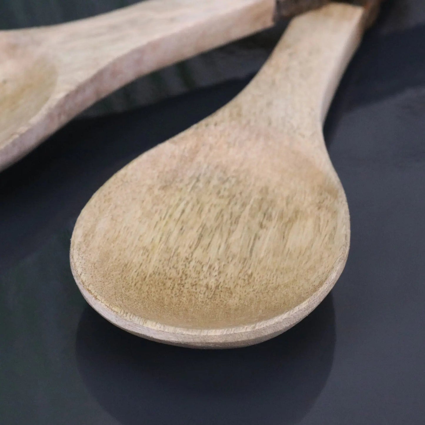 Mango Woodn Salad Servers Bark Handle