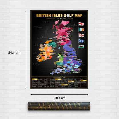 British Isles Top 100 Golf Courses Scratch-Off Map A1