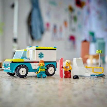 Lego City 60403 Emergency Ambulance and Snowboarder for Ages 4 and Up