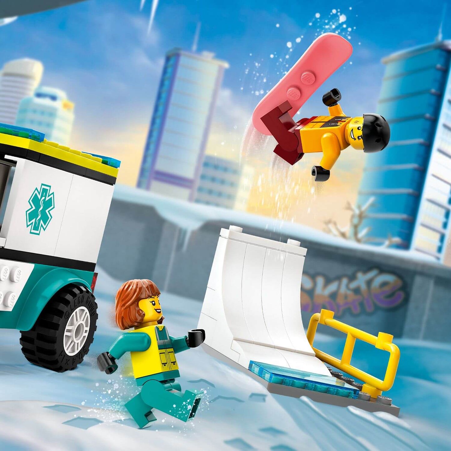 Lego City 60403 Emergency Ambulance and Snowboarder for Ages 4 and Up