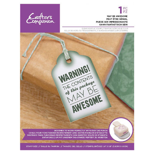 Crafters Companion Sentiment Tag Clear Acrylic Stamp - May Be Awesome