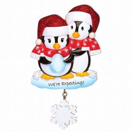 We're Expecting Penguin Couple Christmas Ornament