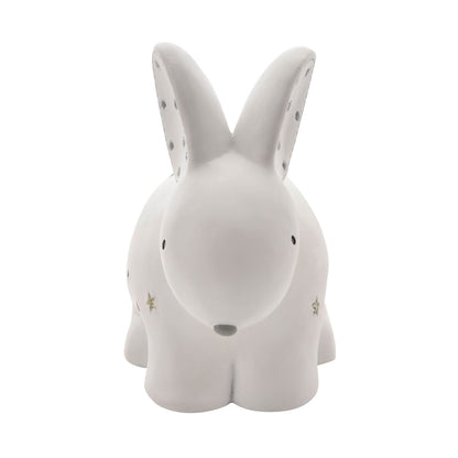 White resin rabbit money box with two upright ears and front face