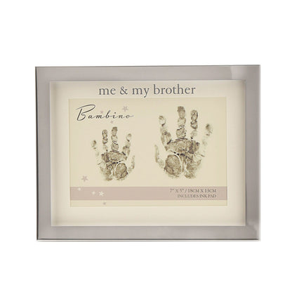 Bambino Silver col. Hand Print Frame  Me & My Brother 7"x5"