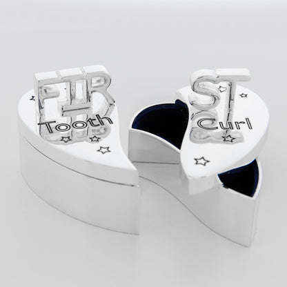 S/Plated Heart Shape First Tooth+Curl Box (Splits into 2 )
