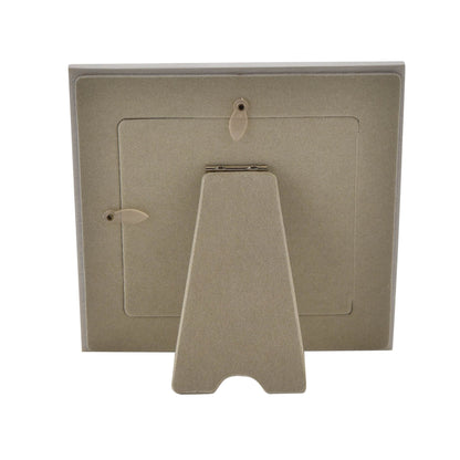 Resin baby photo frame back with metal clip, hanging holes, and foldout stand