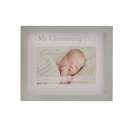 Christening photo frame featuring “My Christening Day” and a newborn photo