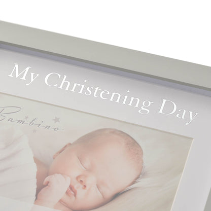 Christening photo frame close-up with “My Christening Day” title and baby portrait