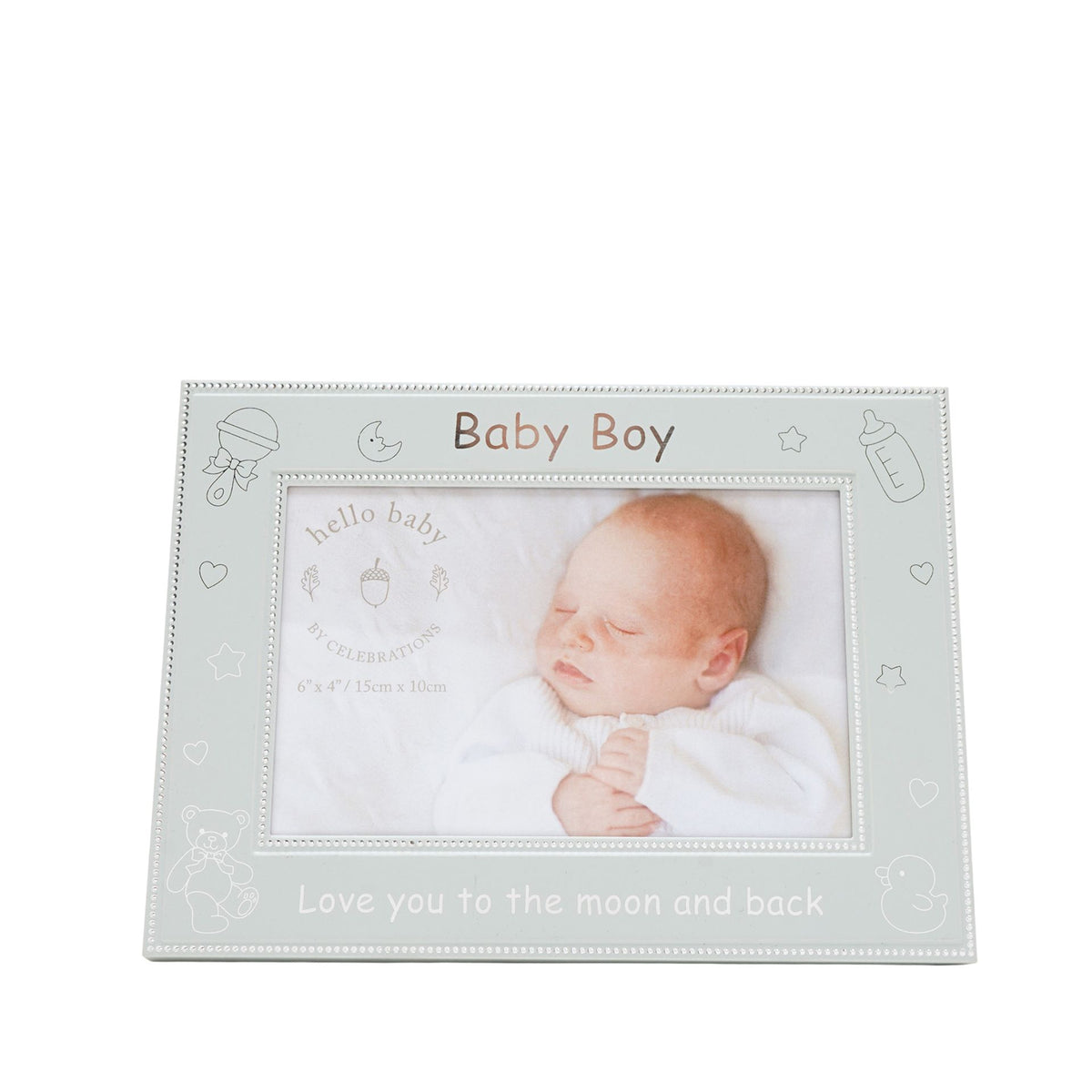 Hello Baby Aluminium Photo Frame 6" x 4" - Blue