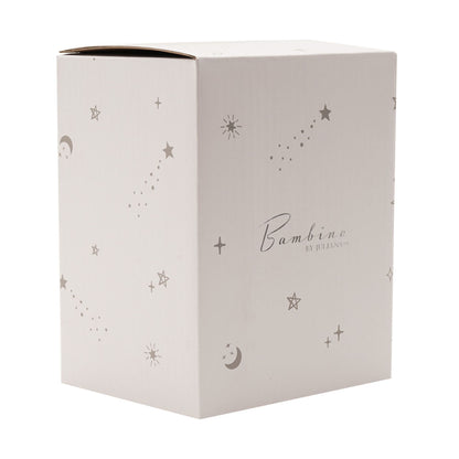 White Bambino gift box for teddy bear money box with stars and moons pattern