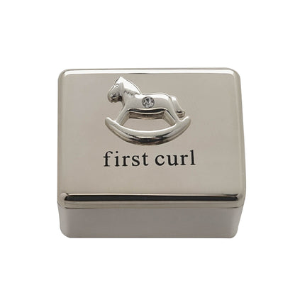 Bambino Silver Plated First Curl Box - Rocking Horse Icon