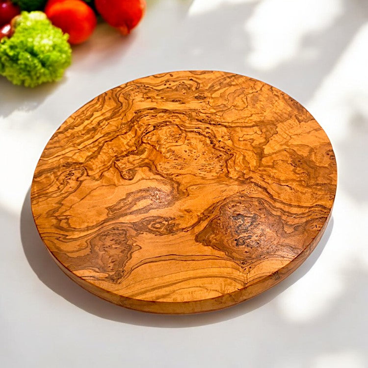 Round Circular End Grain Handcrafted Scratch Resistant Olive Wood Wooden Charcuterie Cutting/Chopping/Cheese Board ~ Various Sizes