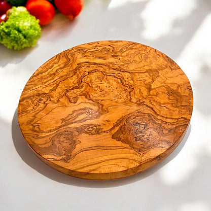 Round Circular End Grain Handcrafted Scratch Resistant Olive Wood Wooden Charcuterie Cutting/Chopping/Cheese Board ~ Various Sizes