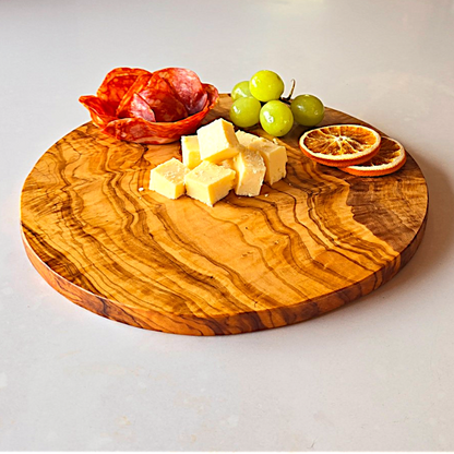 Round Circular End Grain Handcrafted Scratch Resistant Olive Wood Wooden Charcuterie Cutting/Chopping/Cheese Board ~ Various Sizes