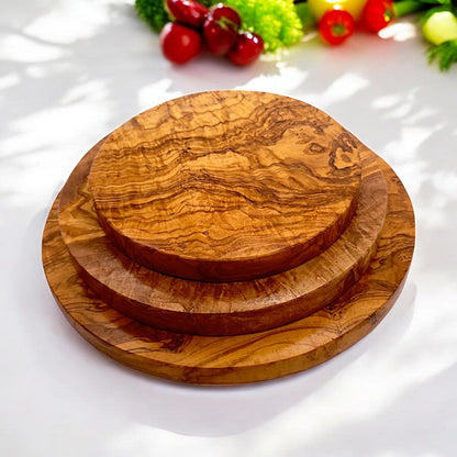 Round Circular End Grain Handcrafted Scratch Resistant Olive Wood Wooden Charcuterie Cutting/Chopping/Cheese Board ~ Various Sizes
