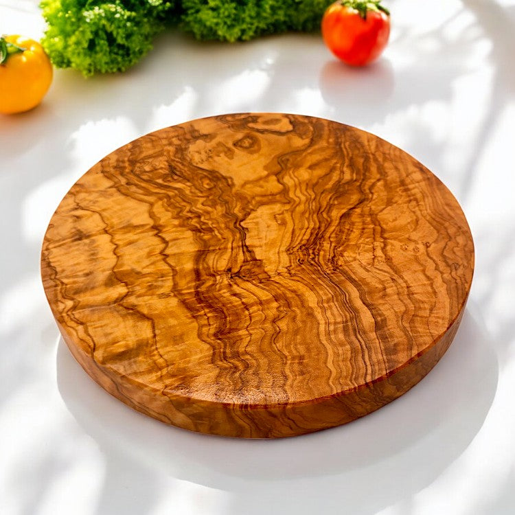 Round Circular End Grain Handcrafted Scratch Resistant Olive Wood Wooden Charcuterie Cutting/Chopping/Cheese Board ~ Various Sizes