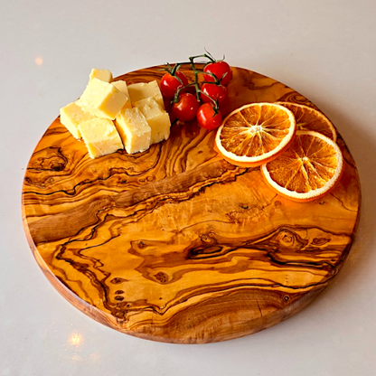 Round Circular End Grain Handcrafted Scratch Resistant Olive Wood Wooden Charcuterie Cutting/Chopping/Cheese Board ~ Various Sizes