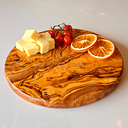 Round Circular End Grain Handcrafted Scratch Resistant Olive Wood Wooden Charcuterie Cutting/Chopping/Cheese Board ~ Various Sizes