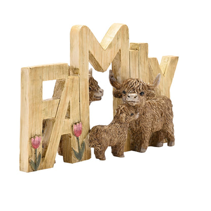 Country Living Highland Cow Plaque "Family"