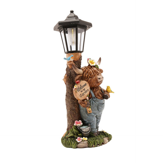 Country Living Highland Cow Solar Powered Lantern