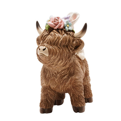 Country Living Spring Bunny Riding Highland Cow