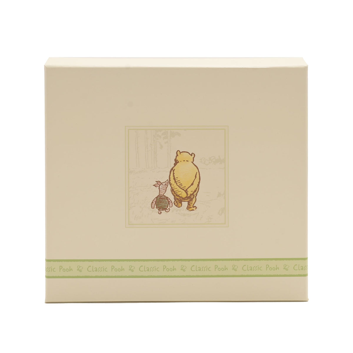 Winnie the Pooh photo album box front with centered Pooh illustration and green trim.