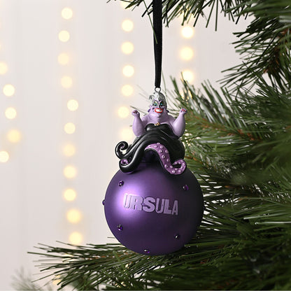 Purple Ursula glass bauble hanging on a ribbon with 'URSULA' text