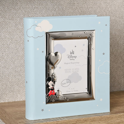 Disney Mickey Mouse With Balloon Silver 999 Plated Album With Frame 8" x 10"