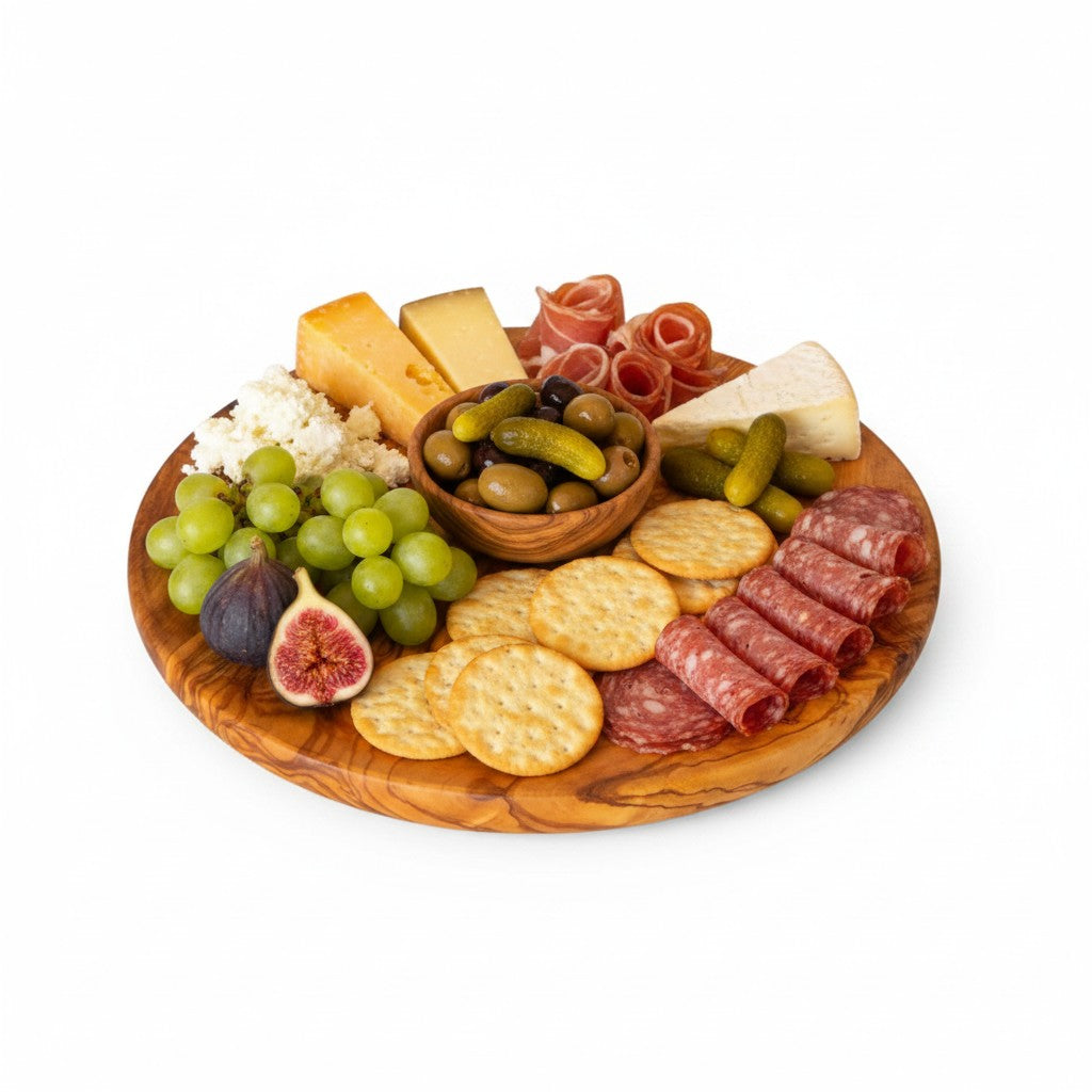 Olive Wood Set of 3 Round Wooden Plates with Round Edge