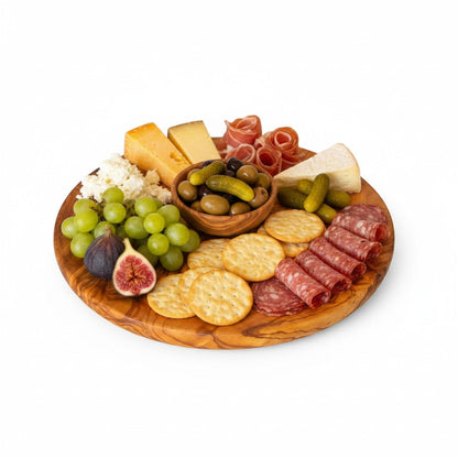 Olive Wood Set of 3 Round Wooden Plates with Round Edge