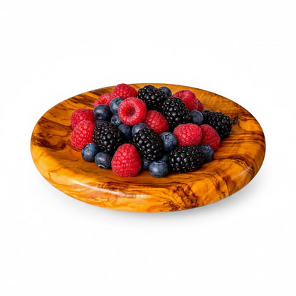 Olive Wood Set of 3 Round Wooden Plates with Round Edge