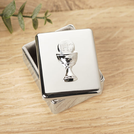 Faith & Hope Communion Keepsake Box Silver Chalice