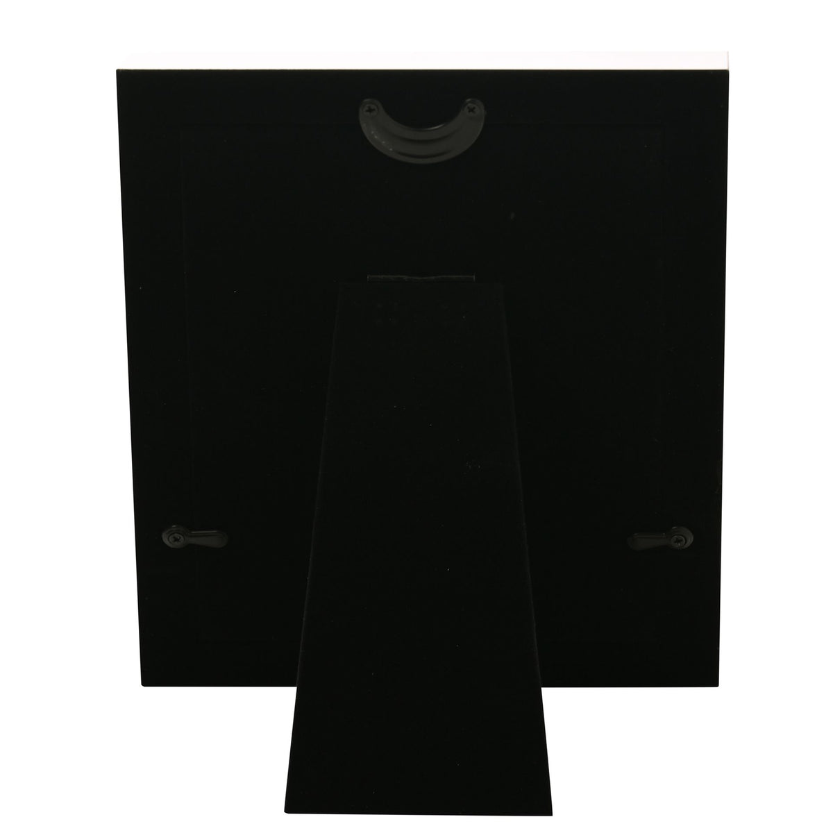 Black back stand for 5x7 silver photo frame with hanging hardware
