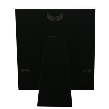 Black back stand for 5x7 silver photo frame with hanging hardware